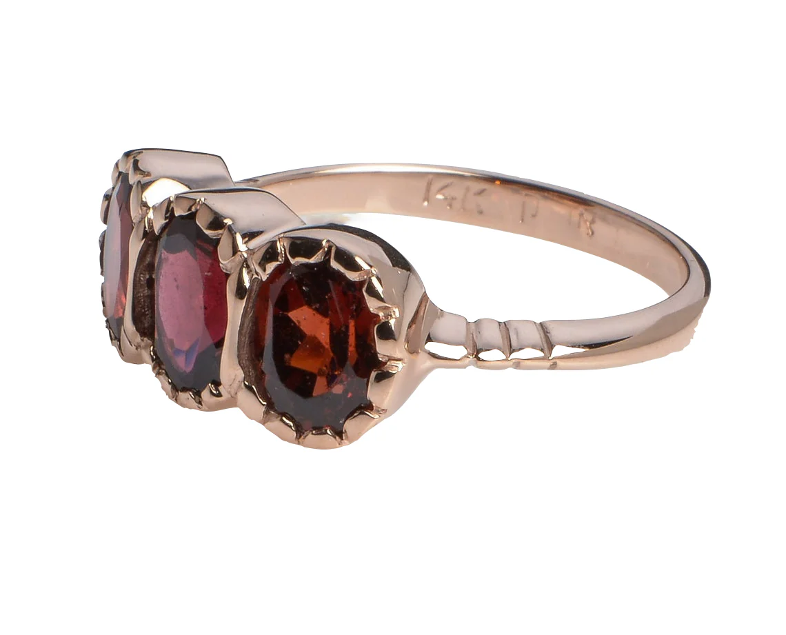 14K Rose Gold Three Garnet Ring - Image 2