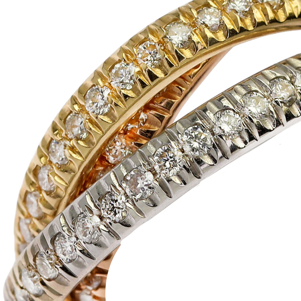 Diamond Interlocking Rolling Eternity Ring in 14K Tri Color Gold - Image 4