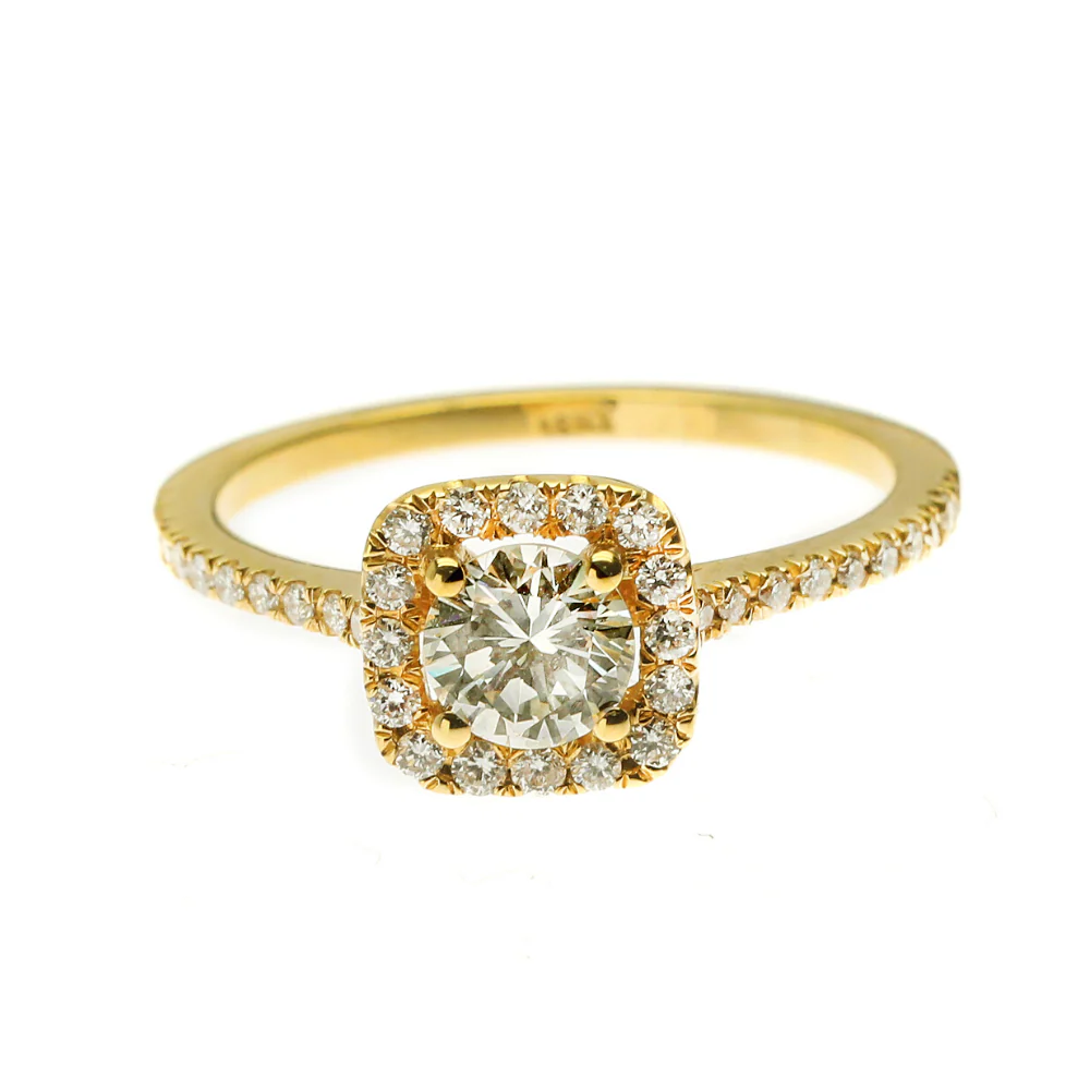 Diamond Square Halo Ring in 14K Yellow Gold