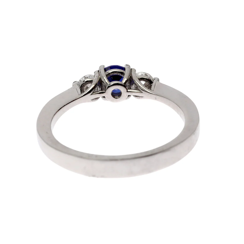 Sapphire & Diamond 3 Stone Ring in 14K White Gold - Image 3