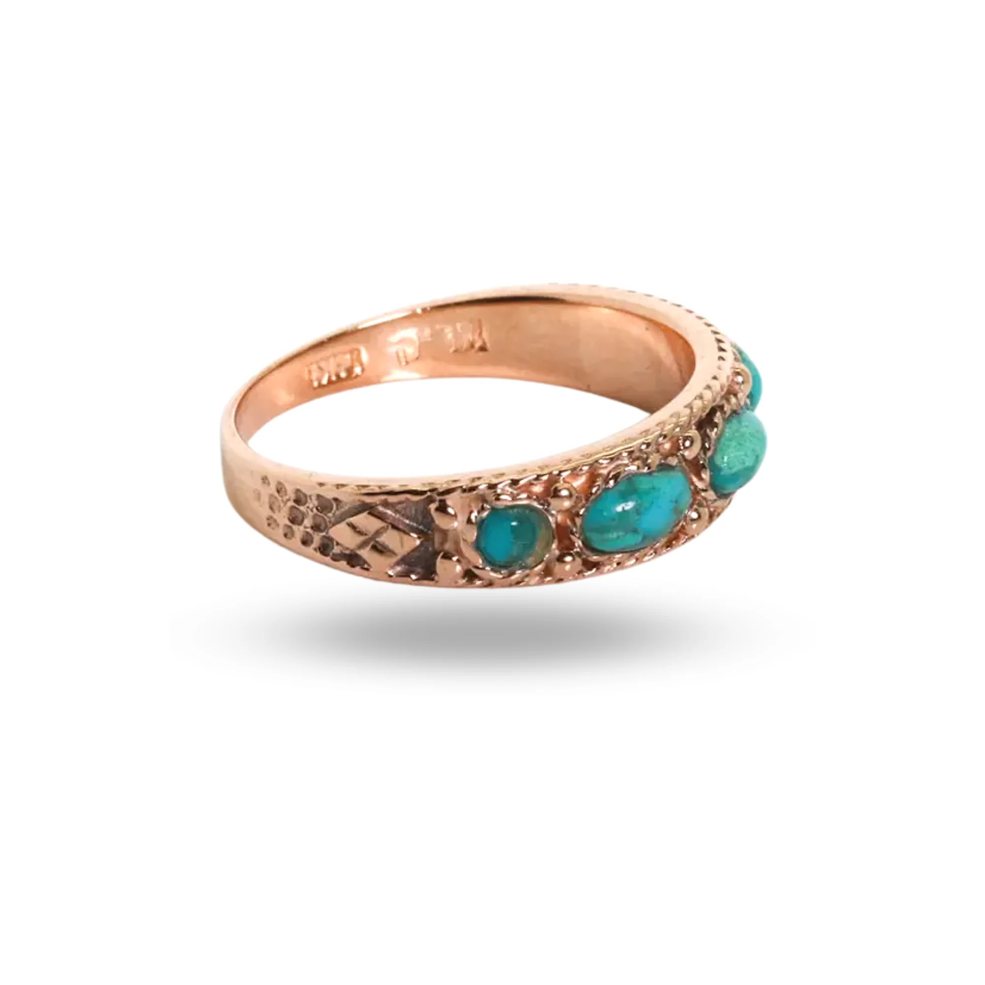 Vintage Style 14K Rose Gold Ring with Arizona Turquoise - Image 2