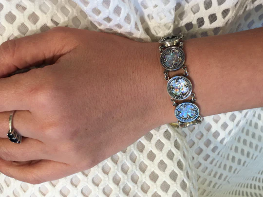 Sterling Silver Roman Glass Bracelet - Image 3