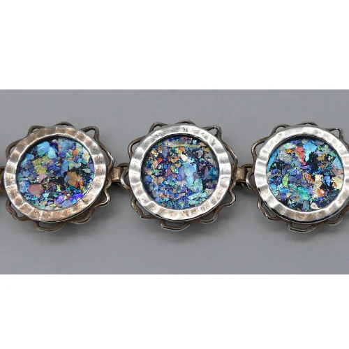 Sterling Silver Roman Glass Sun Bracelet - Image 4