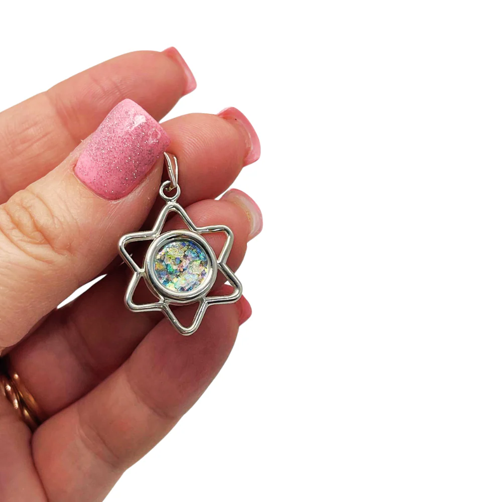 Sterling Silver Roman Glass Cutout Star of David Pendant - Image 2