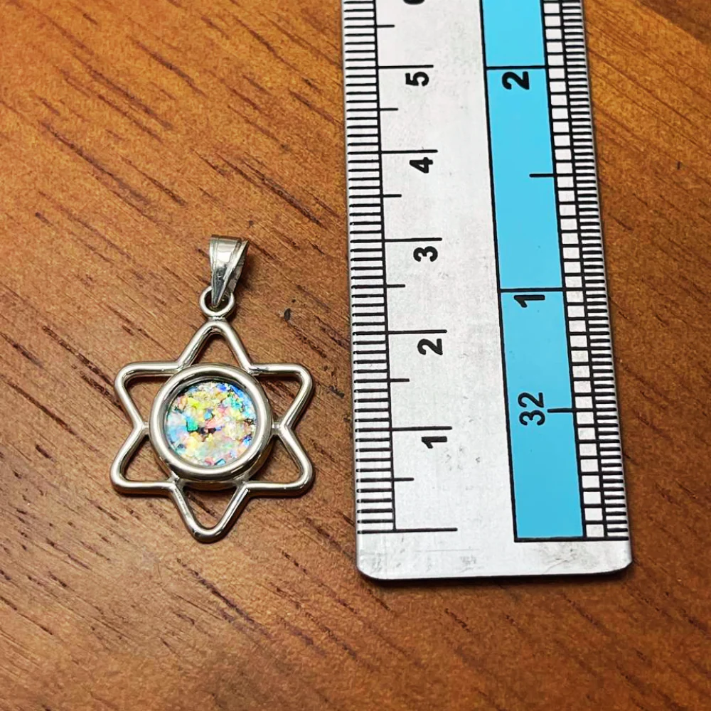 Sterling Silver Roman Glass Cutout Star of David Pendant - Image 4