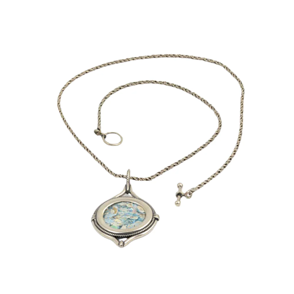 Silver Roman Glass Circular Nautical Necklace - Image 3