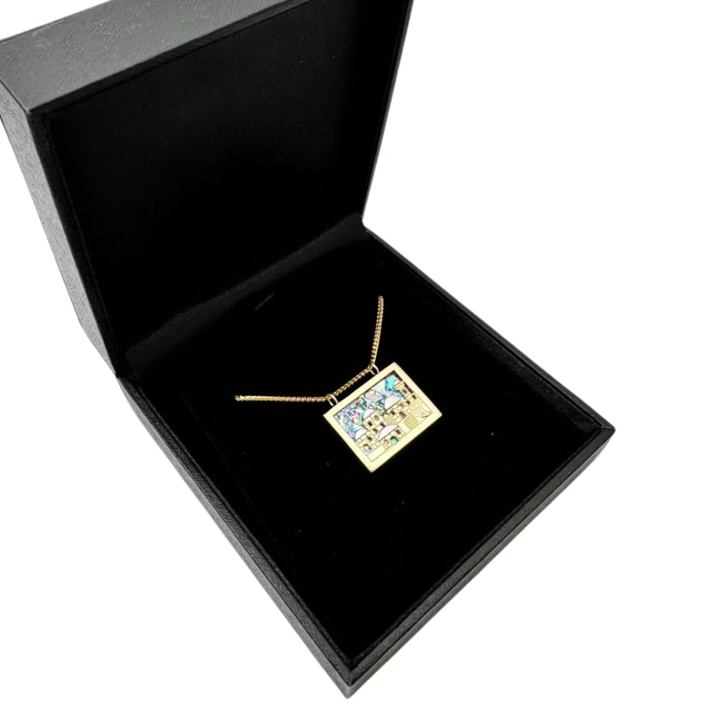 Jerusalem Necklace with Roman Glass in 14K Gold - Image 8