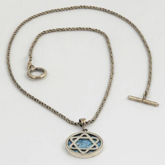 Silver Star of David Roman Glass Necklace - Image 7