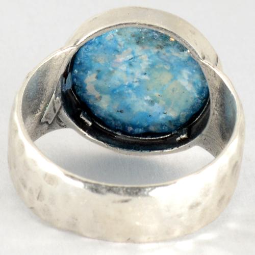 Silver Hammered Roman Glass Ring - Image 3