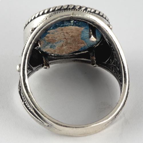 Silver Roman Glass Rope Frame Ring - Image 4