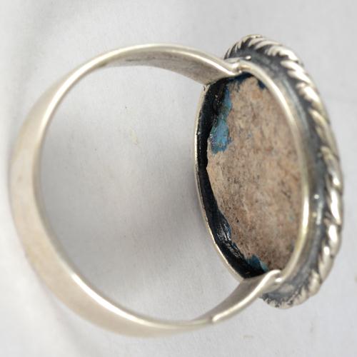 Silver Roman Glass Rope Frame Circular Ring - Image 3