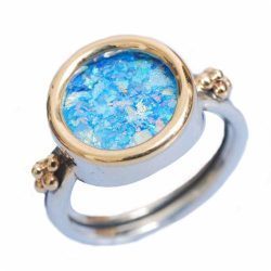 Silver and Gold Roman Glass Circle Ring