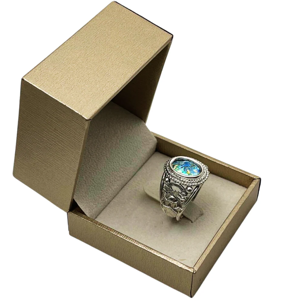 Jerusalem Silver Roman Glass Ring - Image 10