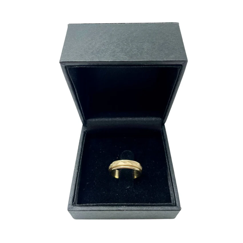 14k Yellow Gold Hammered Spinning Ring - Image 2