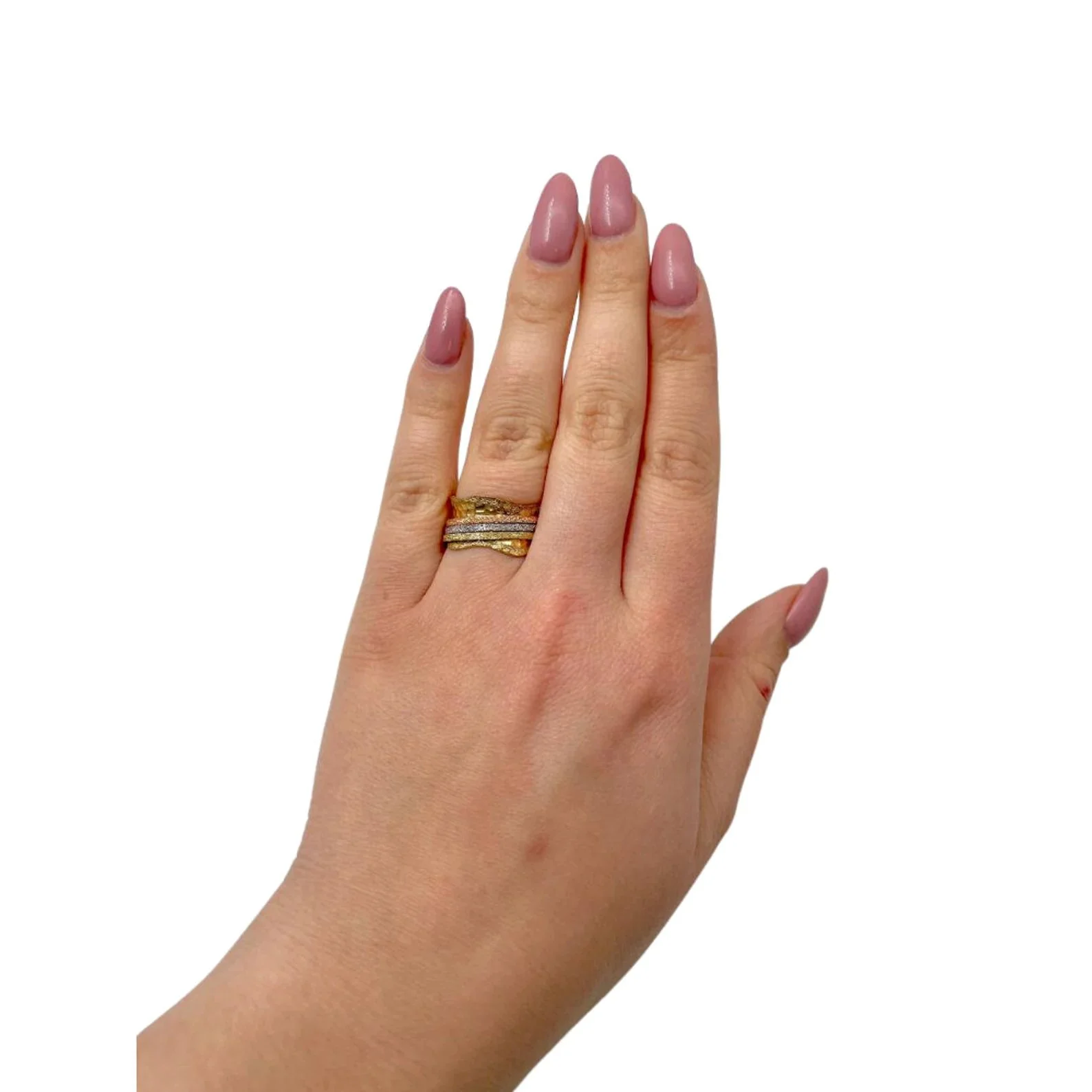 Tri-Color Gold Spinning Wedding Ring - Image 2