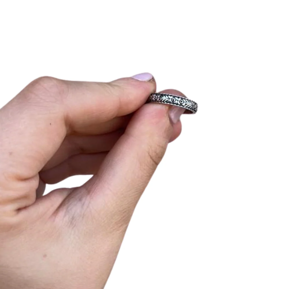 14K Gold Engraved Floral Ani L'dodi Ring - Image 2