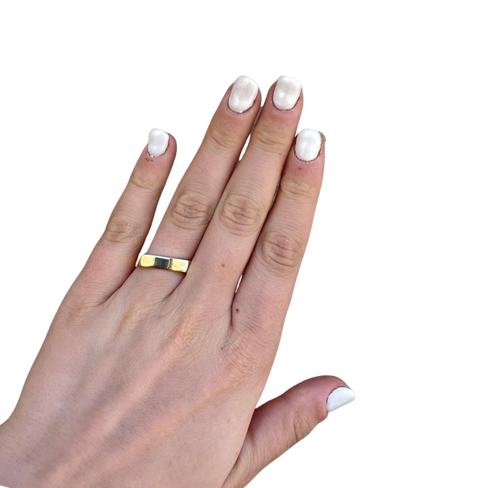 14K Gold Square Wedding Band - Image 4