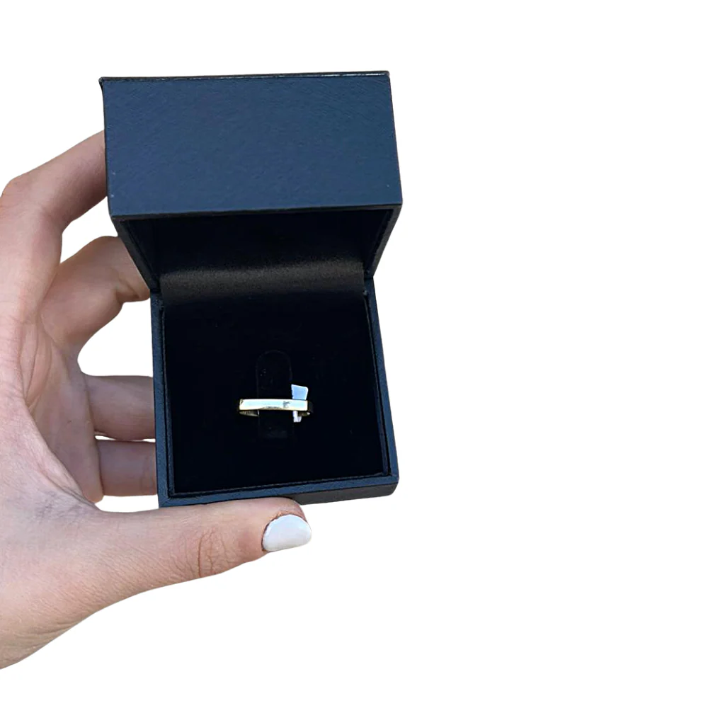 14K Gold Square Wedding Band - Slim - Image 4
