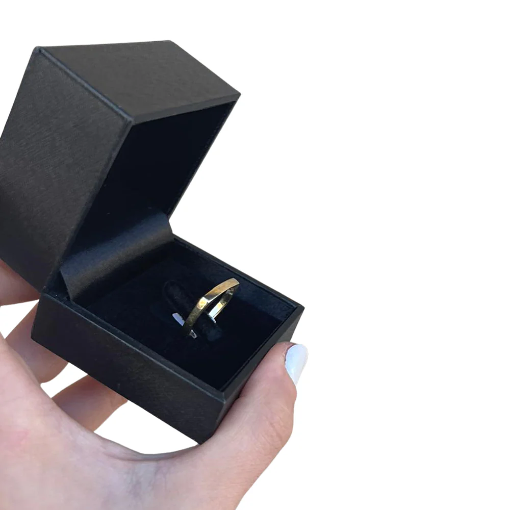 14K Gold Square Wedding Band - Slim - Image 6